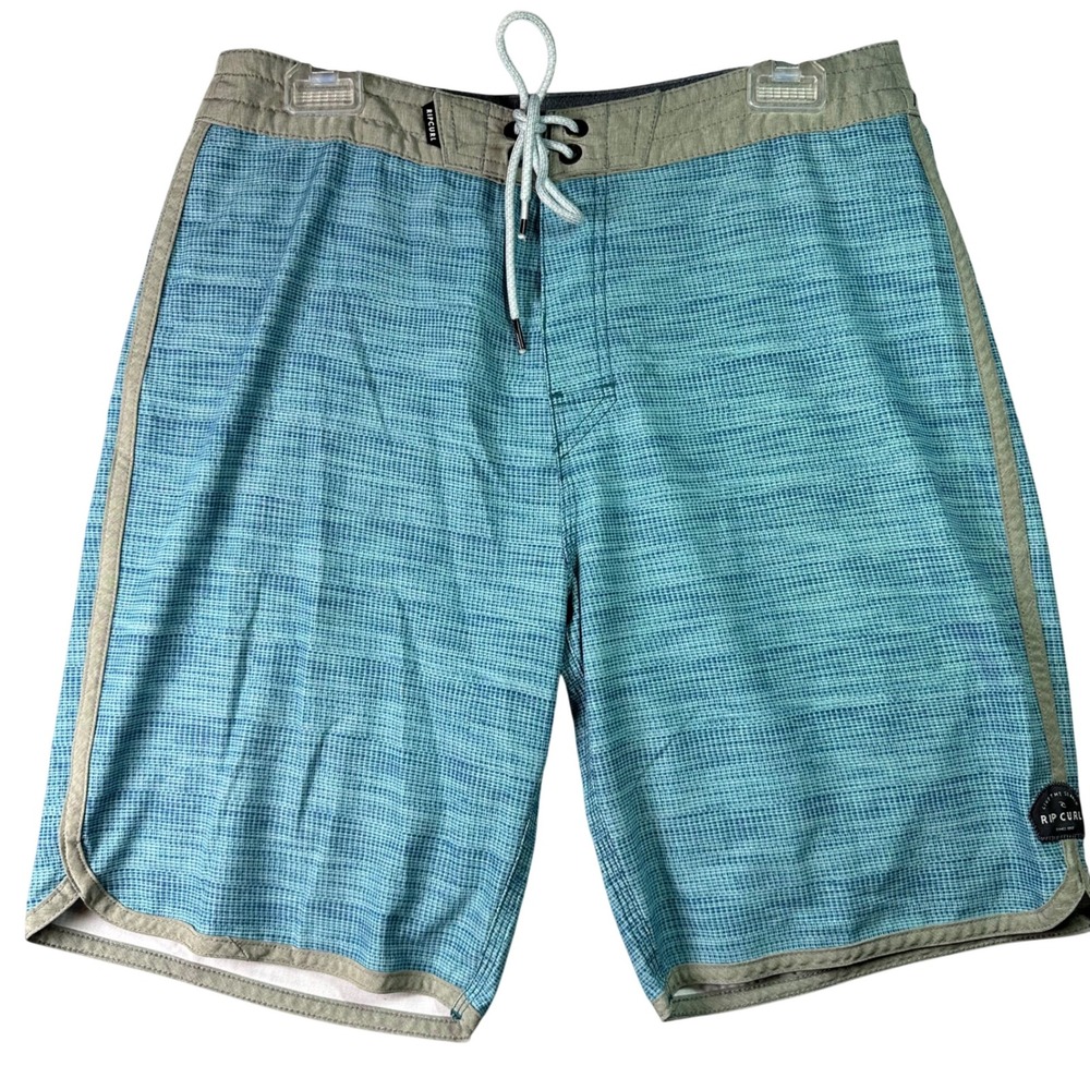 Rip Curl Mirage Boardshorts Blue Green Textured Swim‎ Trunks Size 31 Resortwear